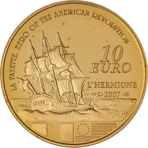 2004 Gold Proof La Fayette Euro 10 Euro  Coin Single France Monnaie de Paris rev