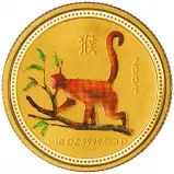 2004 0.1 oz Gold Coin Lunar Year of the Monkey Perth Mint Bullion Coloured