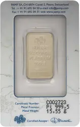 Platinum Bullion Ungraded 0.5 Ounce  Bar Single Pamp obverse