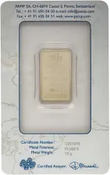 Platinum Bullion Ungraded 10 Gram  Bar Single Pamp obverse