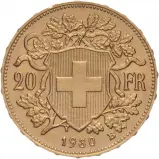 1930 Gold Swiss 'Vreneli' 20 Francs Bullion Coin