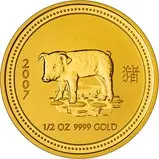2007 0.5 oz Gold Coin Lunar Year of the Pig Perth Mint Bullion