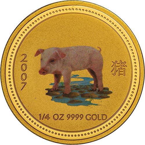 2007 Gold 0.25 Ounce Pig Coloured Perth Mint Coin | Chards