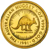 1991 Gold 0.1 oz Grey Kangaroo Nugget $15 Perth Mint Bullion Coin