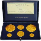 1966 Great Fire of London and The Blitz Gold 6-Piece Medallion Set