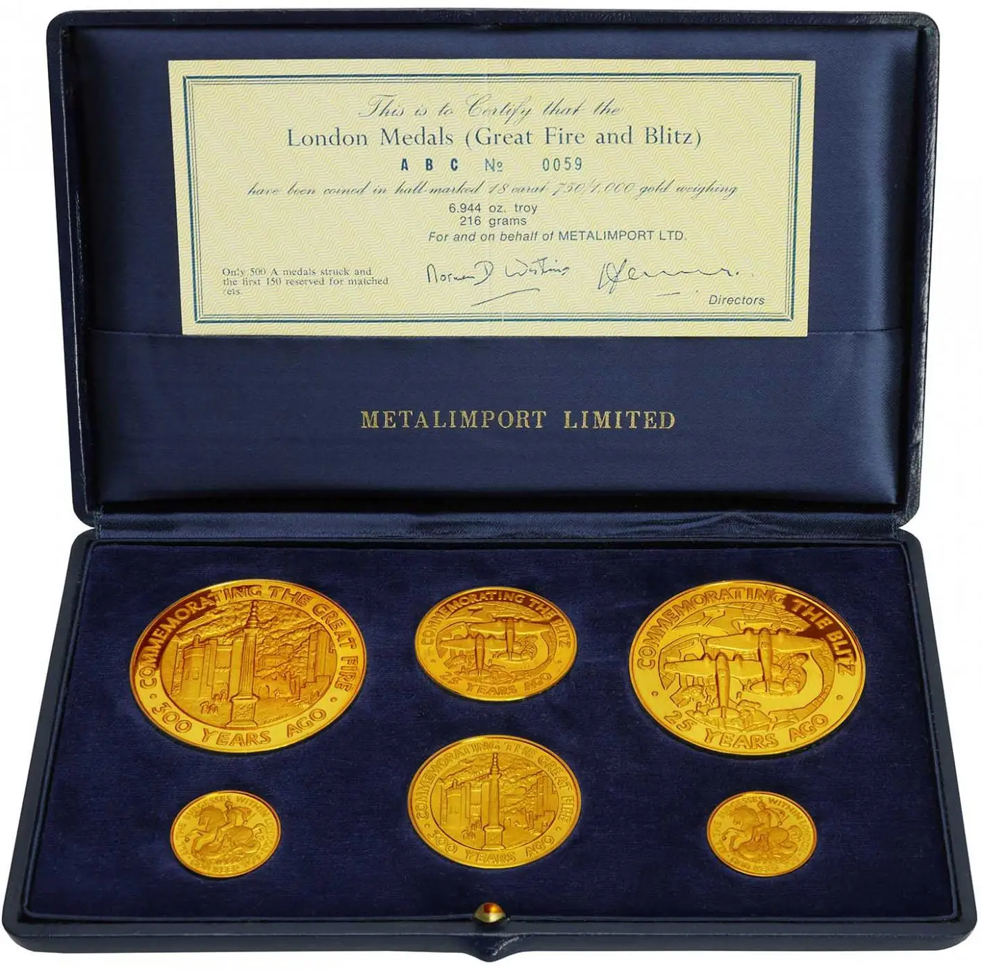 1966 Gold Great Fire of London and Blitz Medal Set | Chards