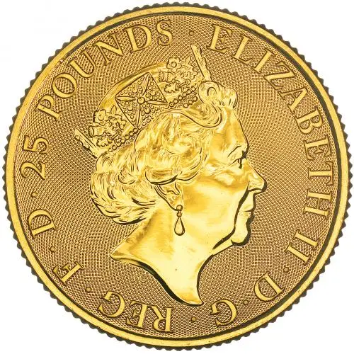 2021 Gold 0.25 oz Queen's Beasts 'White Greyhound of Richmond' Bullion Coin obverse image