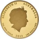 2013 Year of the Snake Gold Proof 1 oz Coin obverse