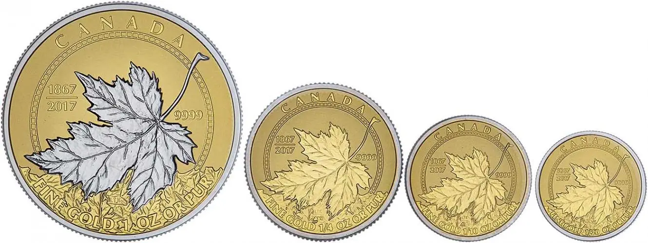 2017 150th Anniversary of Canada Gold Proof Maple 4-Coin Set reverse