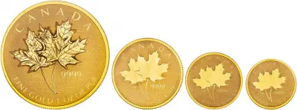 2013 Gold Premium Proof Maple 4-Coin Set reverse of coins