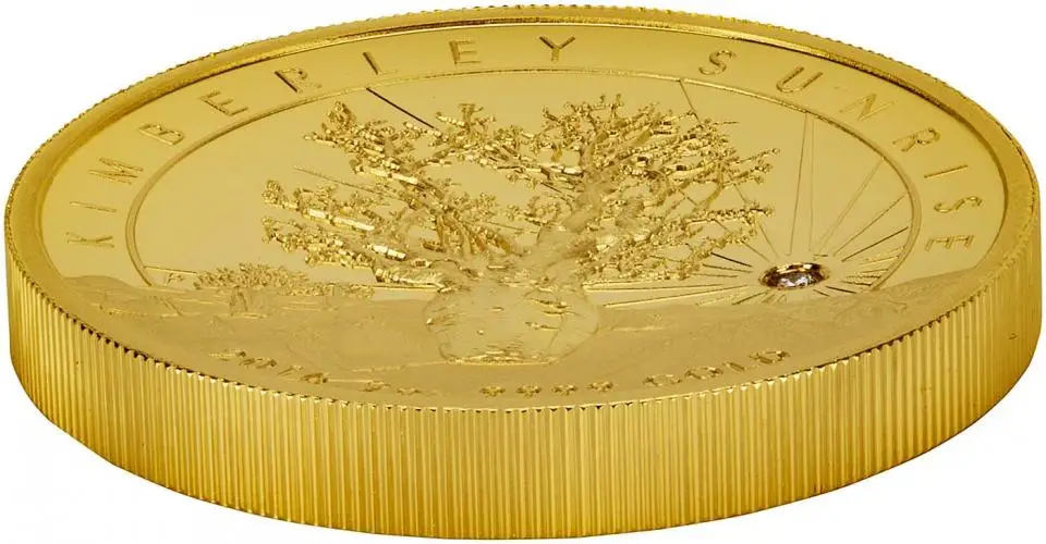 2016 2 oz Gold Proof High Relief Kimberley Sunrise Coin side and front view