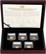 Gold Sovereign Set Elizabeth II Coronation Anniversaries - 5 Coins