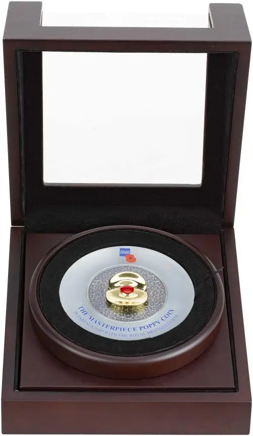2018 Masterpiece Poppy coin Silver Antique £10  Coin Presentation Case Jersey in box