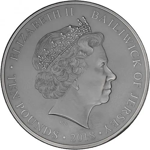 2018 Masterpiece Poppy coin Silver Antique £10  Coin Presentation Case Jersey obverse