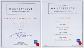 2018 Masterpiece Poppy coin Silver Antique £10  Coin Presentation Case Jersey cert