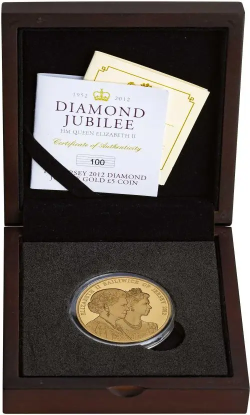 2012 Gold Proof Diamond Jubilee £5 Coin Jersey in box