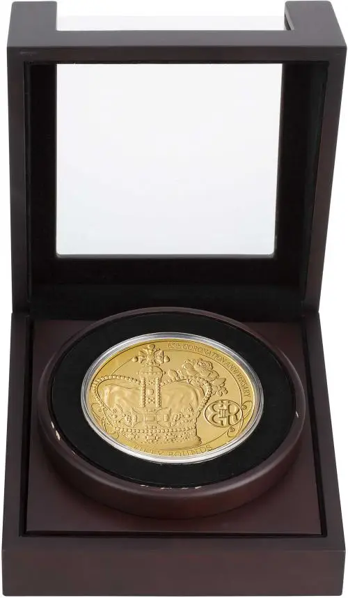2018 Gold Proof 10 Ounce Elizabeth II 65th Anniversary of the Coronation Pound Sterling £50  Coin Presentation Case with Cert Jersey in box