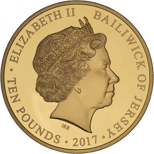 2017 Gold Proof 5 Ounce Elizabeth II Duke of Edinburgh 70 years of service Pound Sterling £10  Coin Presentation Case with Cert Jersey obverse