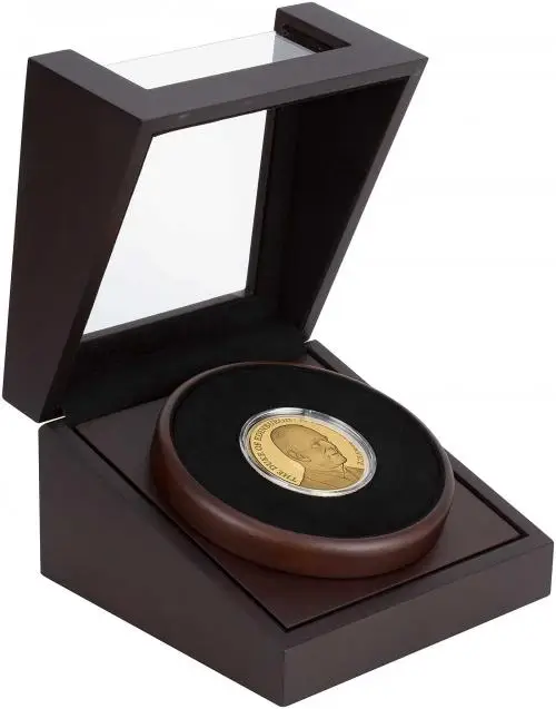 2017 Gold Proof 5 Ounce Elizabeth II Duke of Edinburgh 70 years of service Pound Sterling £10  Coin Presentation Case with Cert Jersey side view