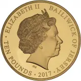 2017 Gold Proof 5 Ounce Elizabeth II Duke of Edinburgh 70 years of service Pound Sterling £10  Coin Presentation Case with Cert Jersey obverse
