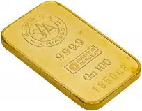 Gold Bullion Ungraded 100 Gram  Bar Pre-Owned Argor S.A. Chiasso side view