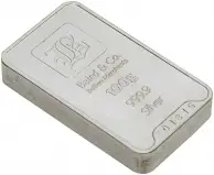 Silver Bullion Ungraded 100 Gram Cast  Bar with Cert Pre-Owned Baird and Co side view