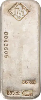 Silver 50 oz Bar Johnson Matthey - Pre-Owned