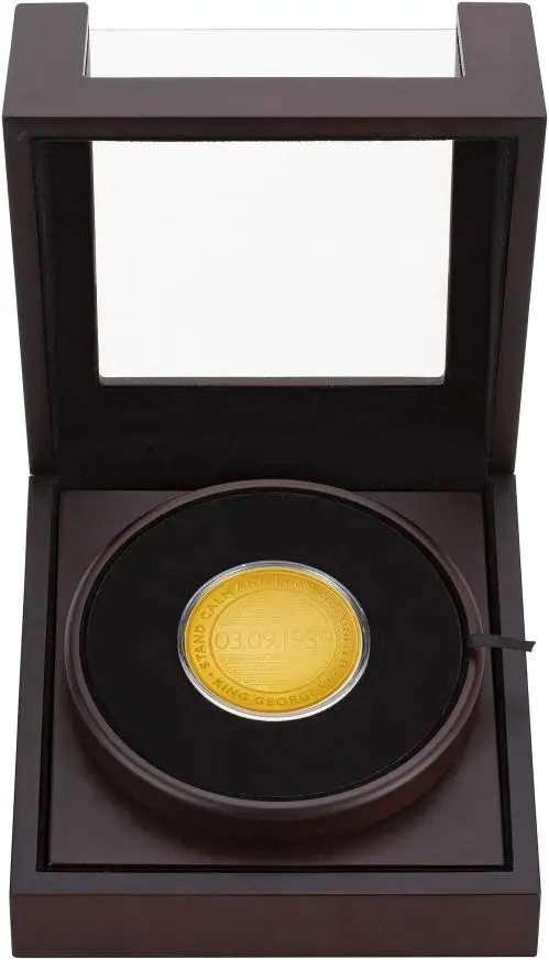 2019 5 Ounce Gold Proof 80th Anniversary of the Kings Speech £10 Coin in box
