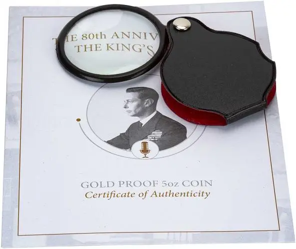 2019 5 Ounce Gold Proof 80th Anniversary of the Kings Speech £10 Coin with glass