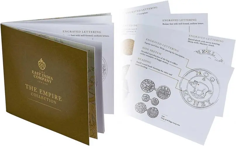 2019 East India Company Gold Proof The Empire Collection 9-Coin Set info booklet