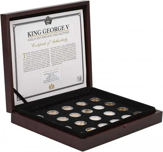 Gold Sovereign George V Royal Sovereign Collection Pound Sterling  Coin Sets United Kingdom 22 Coins side view