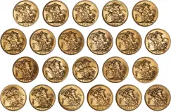 Gold Sovereign George V Royal Sovereign Collection Pound Sterling  Coin Sets United Kingdom 22 Coins reverse designs