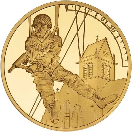 2019 The D-Day Landings Gold Proof Elizabeth II £5  Coin With Box with Cert Guernsey Unknown 3 Coins operation mallard