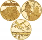 2019 The D-Day Landings Gold Proof Elizabeth II £5  Coin With Box with Cert Guernsey Unknown 3 Coins reverse designs