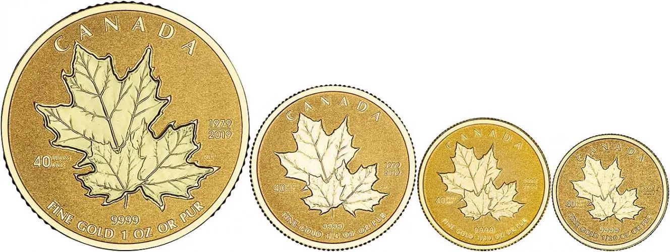 2019 Gold Proof Maple  Coin Sets Without Cert Canada Royal Canadian Mint 4 Coins reverse designs