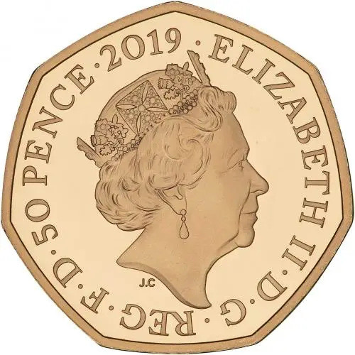 2019 Gold Proof Elizabeth II 50 Years of the 50p Pound Sterling 50 Pence  Coin With Box with Cert United Kingdom The Royal Mint obverse