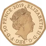 2019 Gold Proof Elizabeth II 50 Years of the 50p Pound Sterling 50 Pence  Coin With Box with Cert United Kingdom The Royal Mint obverse