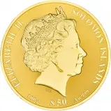 2020 18/25 Gold Proof 100 Gram Taj Mahal $50  Coin Single with Cert Solomon Islands obverse