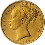 Victoria Young Head Shield Sovereign Bullion obverse chards