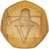 2020 V Gold Proof 75th Anniversary of VE Day 50 Pence Coin reverse