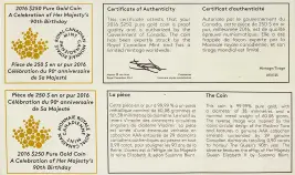 2016 Gold Proof Celebration of Her Majesty's 90th Birthday Coin Canada  with cert