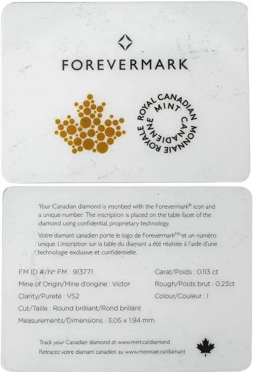 2018 Gold Proof Magnificent Maple Coin diamond specifications