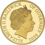 2020 Gold Proof 75th Anniversary VE Day Guernsey £5 Coin obverse