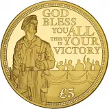 2020 Gold Proof 75th Anniversary VE Day Guernsey £5 Coin reverse