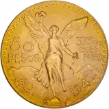 1947 Gold Mexico 50 Pesos Bullion Coin obverse chards image