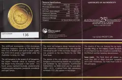 2014 Gold Proof 1 oz Kangaroo Coin Perth Mint - 25th Anniversary  with cert