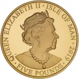 2019 Gold Proof 50th Anniversary of the Moon Landing £5 Coin - Isle of Man obverse