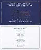 2017 Platinum Proof Platinum Wedding Anniversary Coin - Jersey with cert