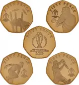 2019 Gold Proof ICC Cricket World Cup 50 Pence 5 Coin Set - Isle of Man reverse