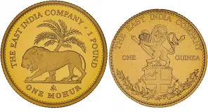 2015 East India Company Gold Proof One Mohur and 1 Guinea Coin Set 